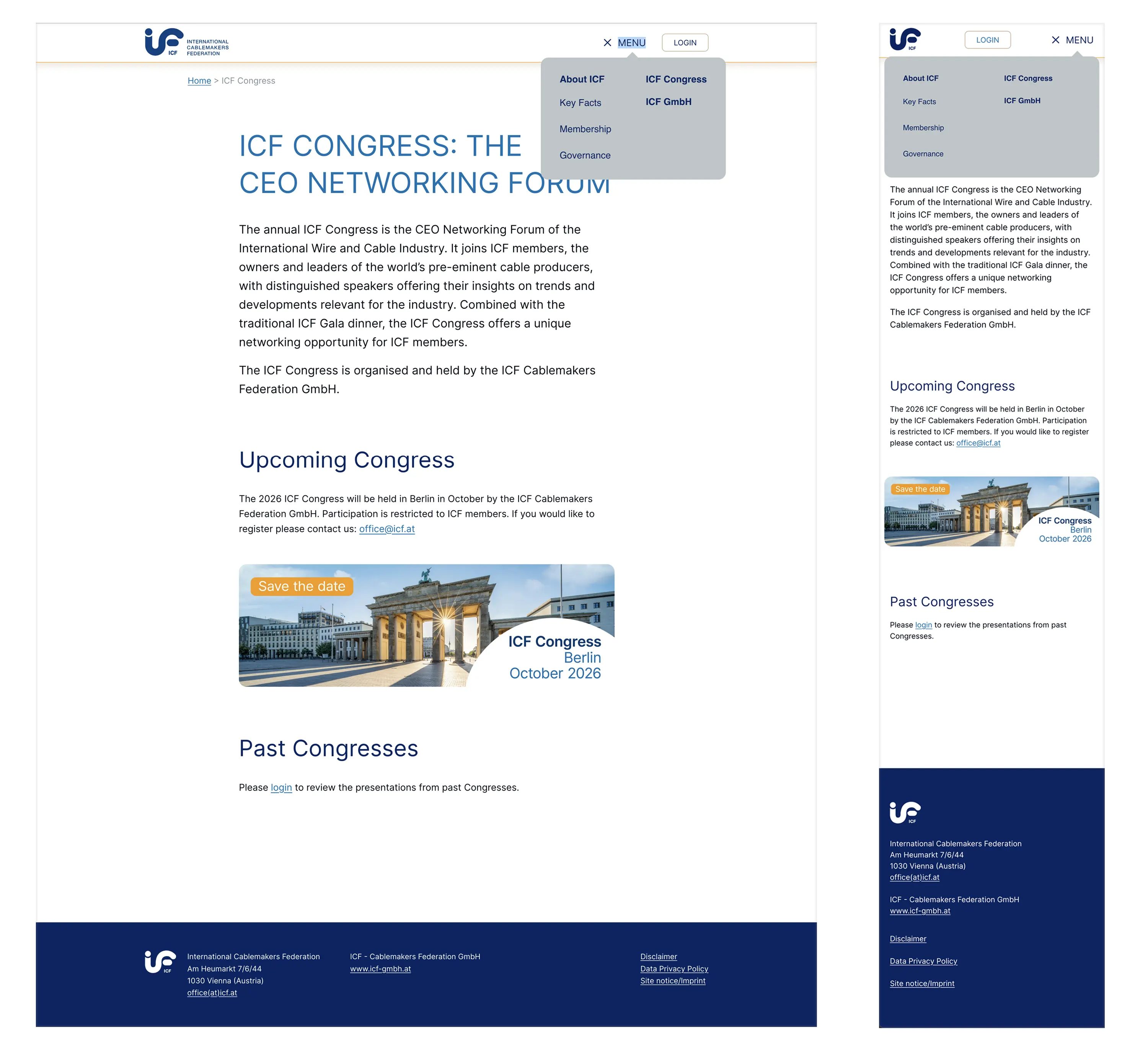ICF Website Desktop und Mobile Ansicht